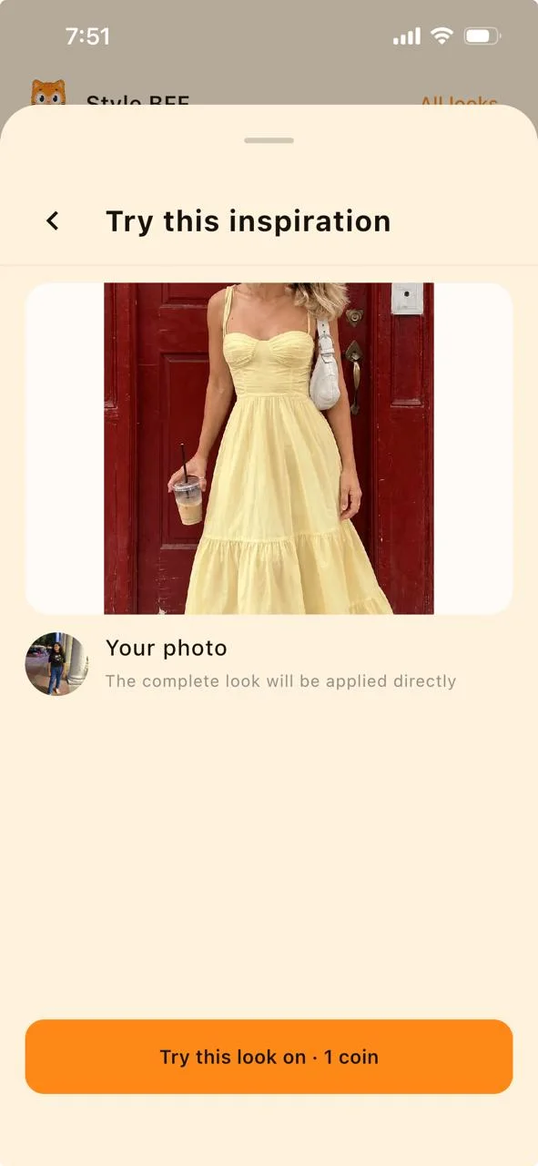 A yellow dress opened in Style BFF as inspiration